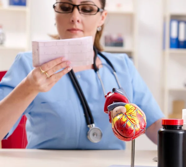 The female doctor cardiologist working in the clinic — Stock Photo, Image