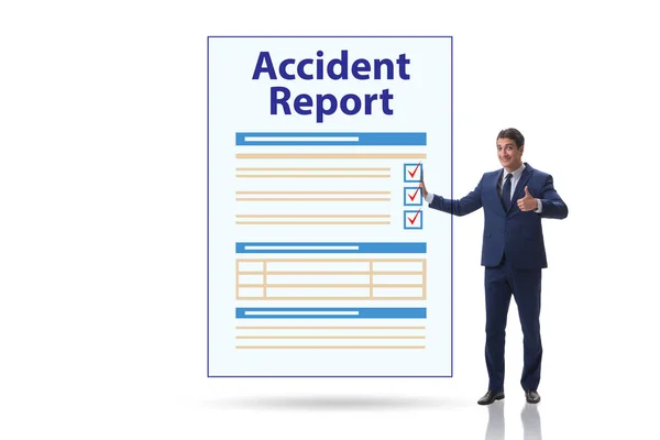 Filling in accident report in insurance concept — Stock Photo, Image