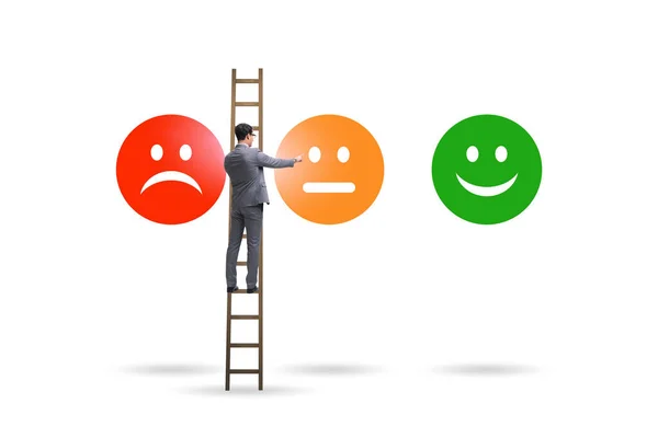 Illustration of customer feedback with faces and businessman — Stock Photo, Image