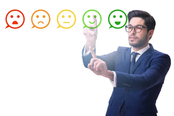 Empresário no conceito de feedback do cliente — Fotografia de Stock