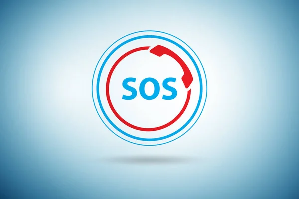 Pojęcie SOS - wezwanie pomocy w razie zagrożenia — Zdjęcie stockowe