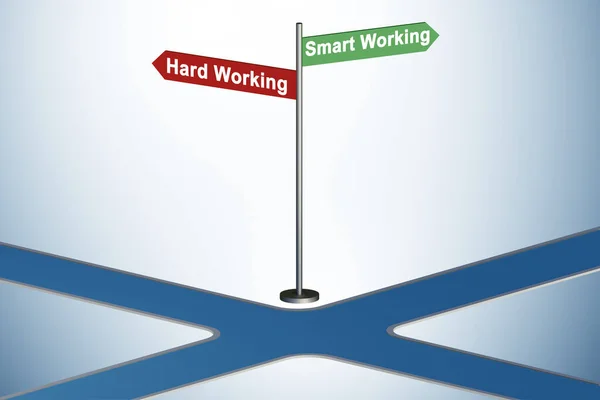 Crossroads of working smart or hard — Stock Photo, Image