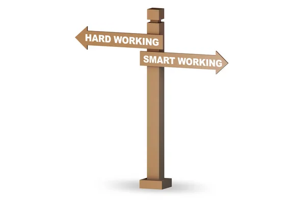 Crossroads of working smart or hard — Stock Photo, Image