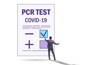 Coronavirus covid-19 test konseptindeki adam.