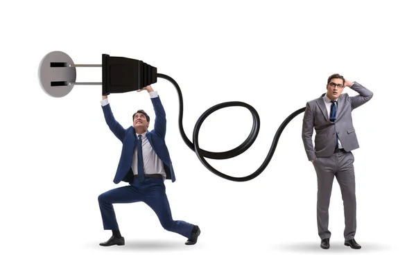 Businessman being powered by electric power — Stock Photo, Image