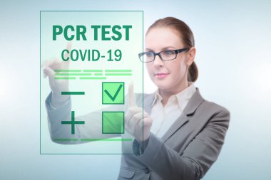 İş kadını ile Coronavirus covid-19 testi kavramı