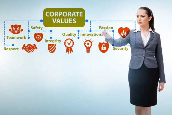 企业价值观概念中的女企业家 — 图库照片