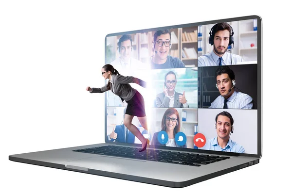 Conceito de videoconferência com pessoas em chamada online — Fotografia de Stock