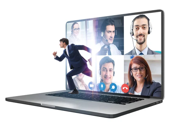 Conceito de videoconferência com pessoas em chamada online — Fotografia de Stock