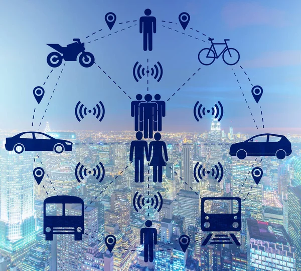 Het concept van ridesharing en carpoolen in de stad — Stockfoto