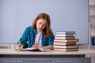 Sınavlara hazırlanan genç bir kız öğrenci.