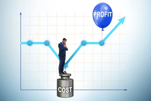 Gráfico com lucro e custo e empresário — Fotografia de Stock