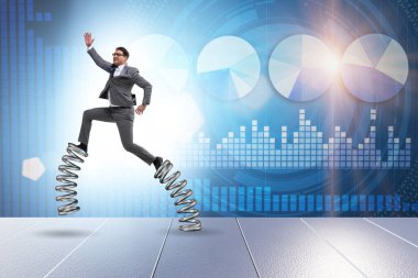 İş adamı baharda yükseğe zıplıyor