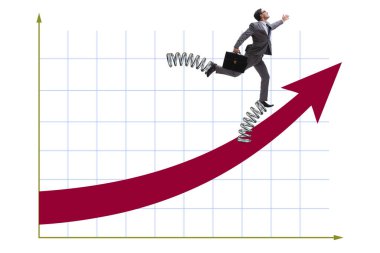 İş adamı baharda yükseğe zıplıyor