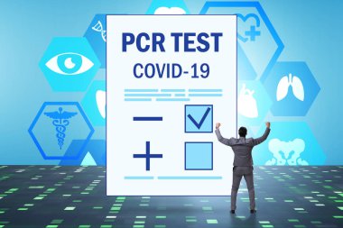 Coronavirus covid-19 test konseptindeki adam.