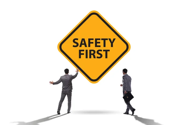 Safety first concept with businessman — Stock Photo, Image