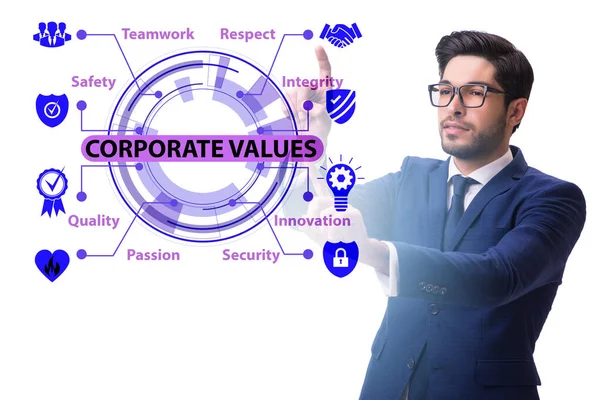 Businessman in the corporate values concept — Stock Photo, Image
