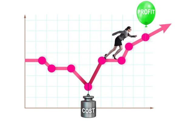 Diagram med profit og omkostninger og forretningsmand - Stock-foto