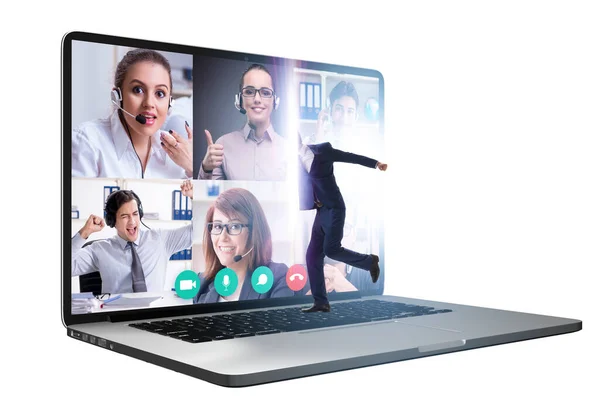 Concepto de videoconferencia con personas en llamada en línea —  Fotos de Stock