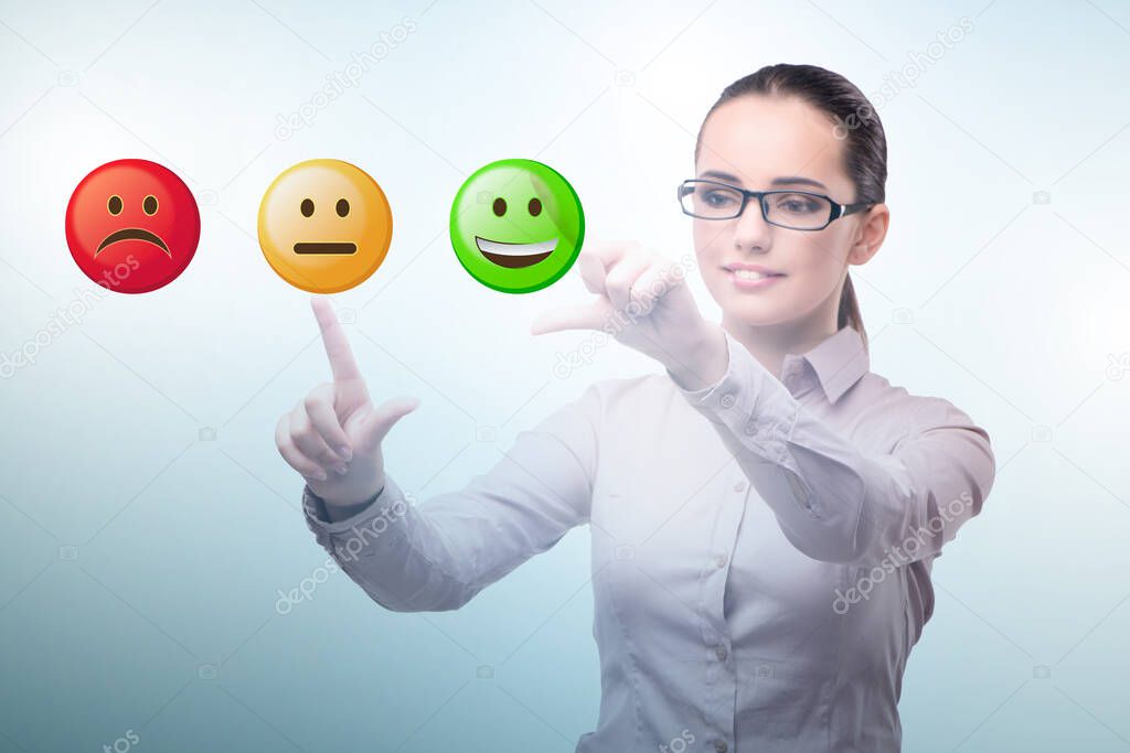 Businesswoman in customer feedback concept