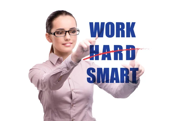 Businesswoman in working smart not hard concept — Stock fotografie