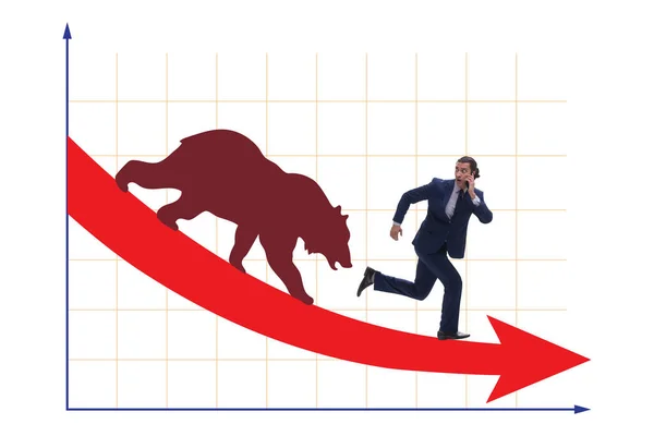 Affärsman som illustrerar björnmarknaden — Stockfoto