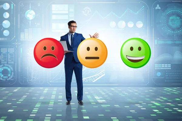 Illustratie van feedback van klanten met gezichten en zakenman — Stockfoto