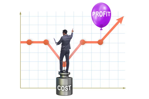 Diagram med vinst och kostnad och affärsman — Stockfoto