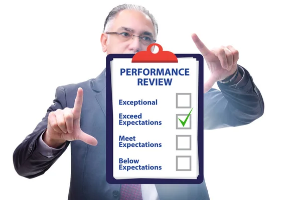 Jaarlijks performance review concept met zakenman — Stockfoto