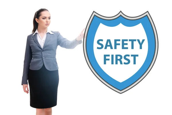 Seguridad primer concepto con la mujer de negocios — Foto de Stock