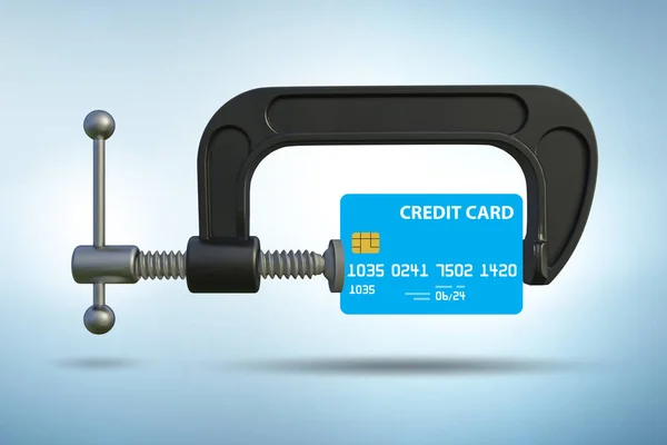 Concetto di debito della carta di credito con morsetto - rendering 3d — Foto Stock