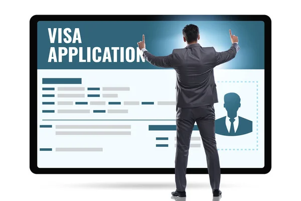 Visa application concept with businessman — Stock Photo, Image