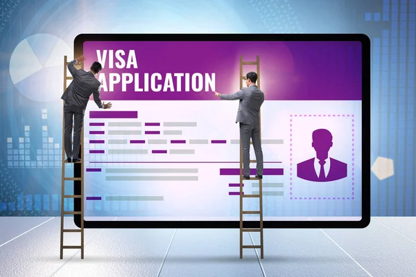 Visa application concept with businessman