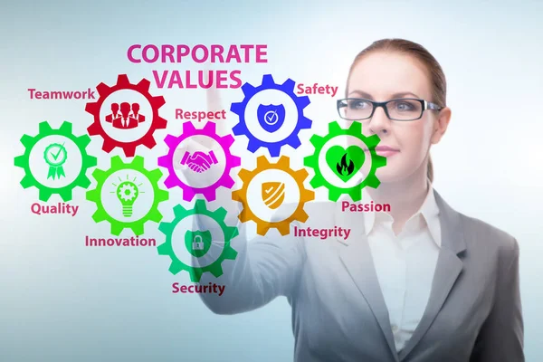 Бізнес-леді в концепції корпоративних цінностей — стокове фото