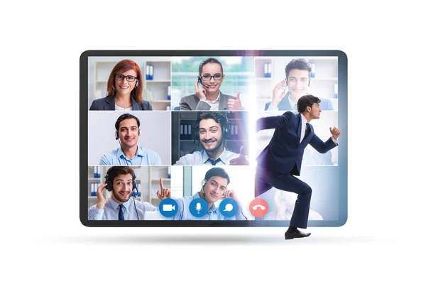 Concepto de videoconferencia con personas en llamada en línea —  Fotos de Stock