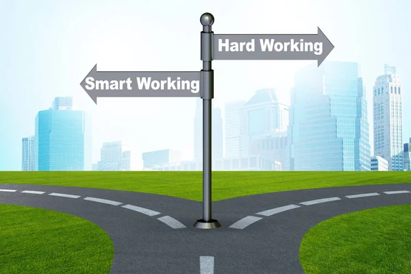 Crossroads of working smart or hard — Stock Photo, Image