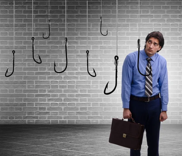 The businessman being tempted to bite the bait — Stock Photo, Image