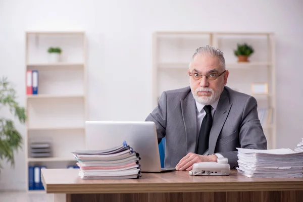 Ancien employé masculin travaillant dans le bureau — Photo