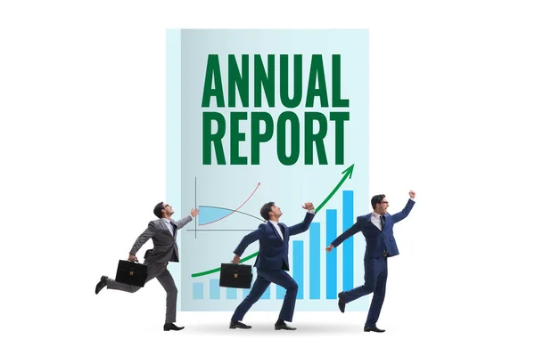 Businessman in annual report concept — Stock Photo, Image