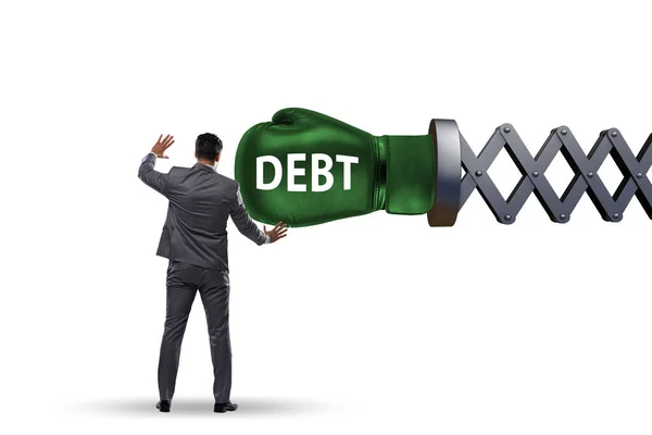 Koncepcja kredytu i zadłużenia z przedsiębiorcą — Zdjęcie stockowe