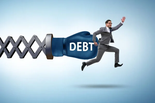 Koncepcja kredytu i zadłużenia z przedsiębiorcą — Zdjęcie stockowe
