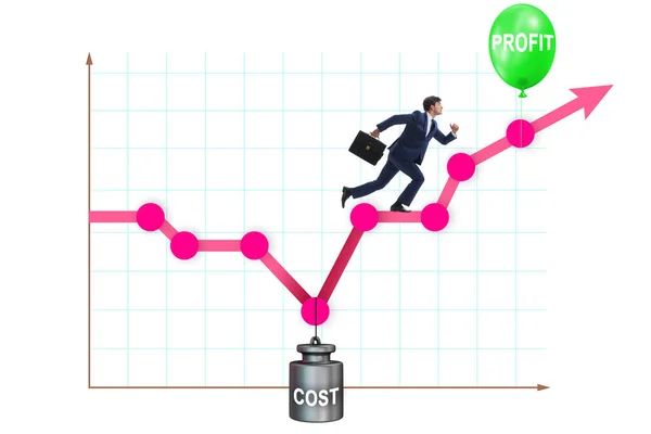 Diagram med vinst och kostnad och affärsman — Stockfoto