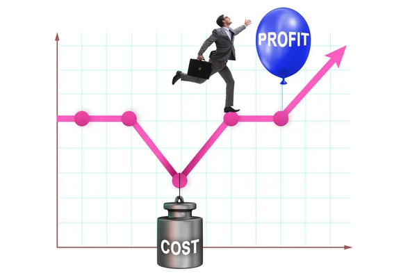 Gráfico con beneficio y costo y hombre de negocios — Foto de Stock