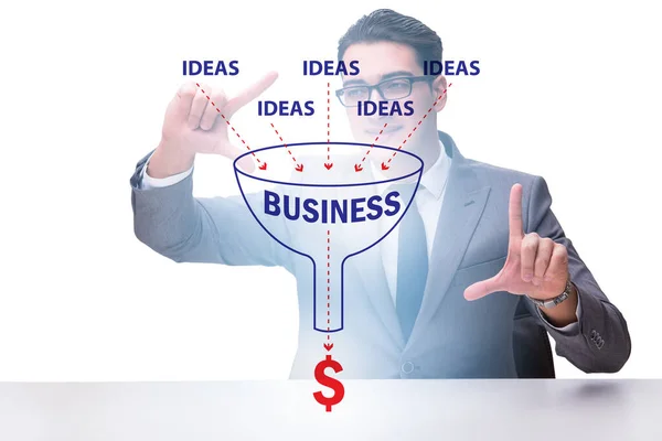 Empresario en concepto de generación de ideas —  Fotos de Stock