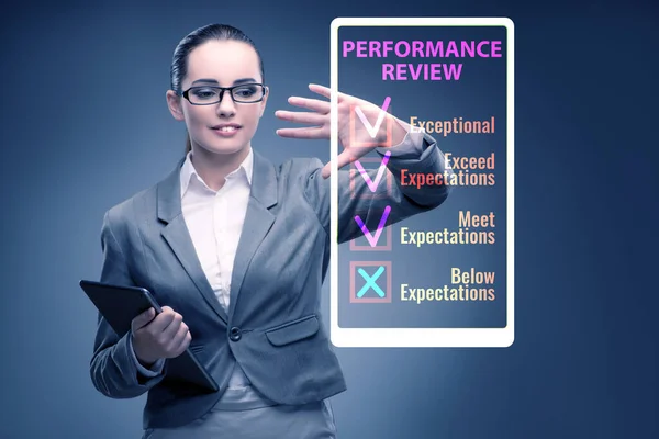 Annual performance review concept with businesswoman — Stock Photo, Image