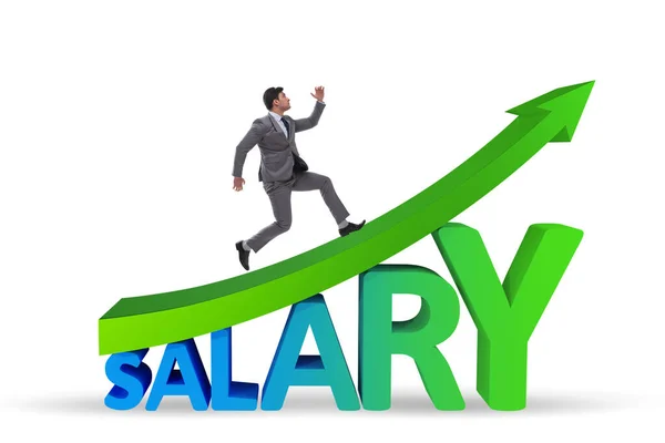 Salary increase concept with businessman — Stock Photo, Image