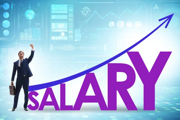Salary increase concept with businessman — Stock Photo, Image