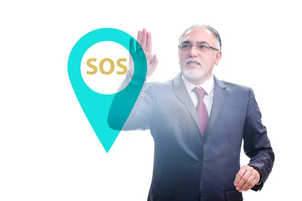 Empresario presionando el botón SOS en caso de peligro —  Fotos de Stock