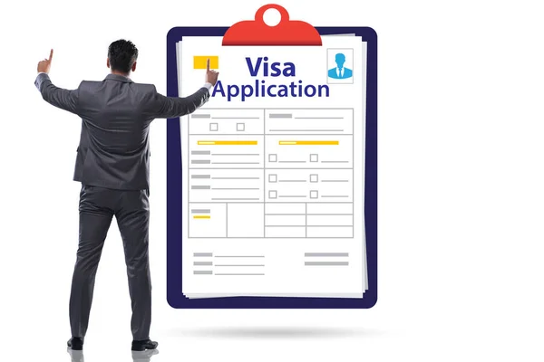 Visa application concept with businessman — Stock Photo, Image