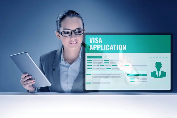 Visa application concept with businesswoman — Stock Photo, Image